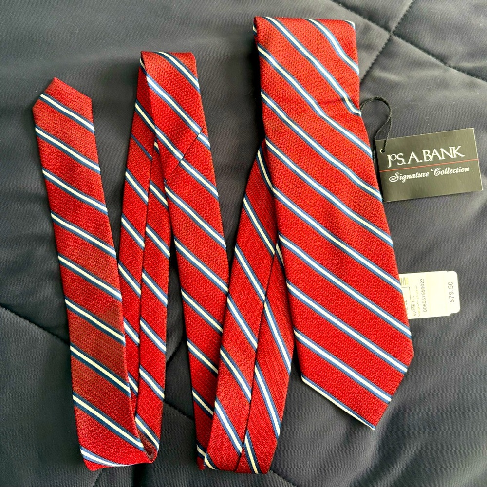 100% Silk Red Striped Men's Tie